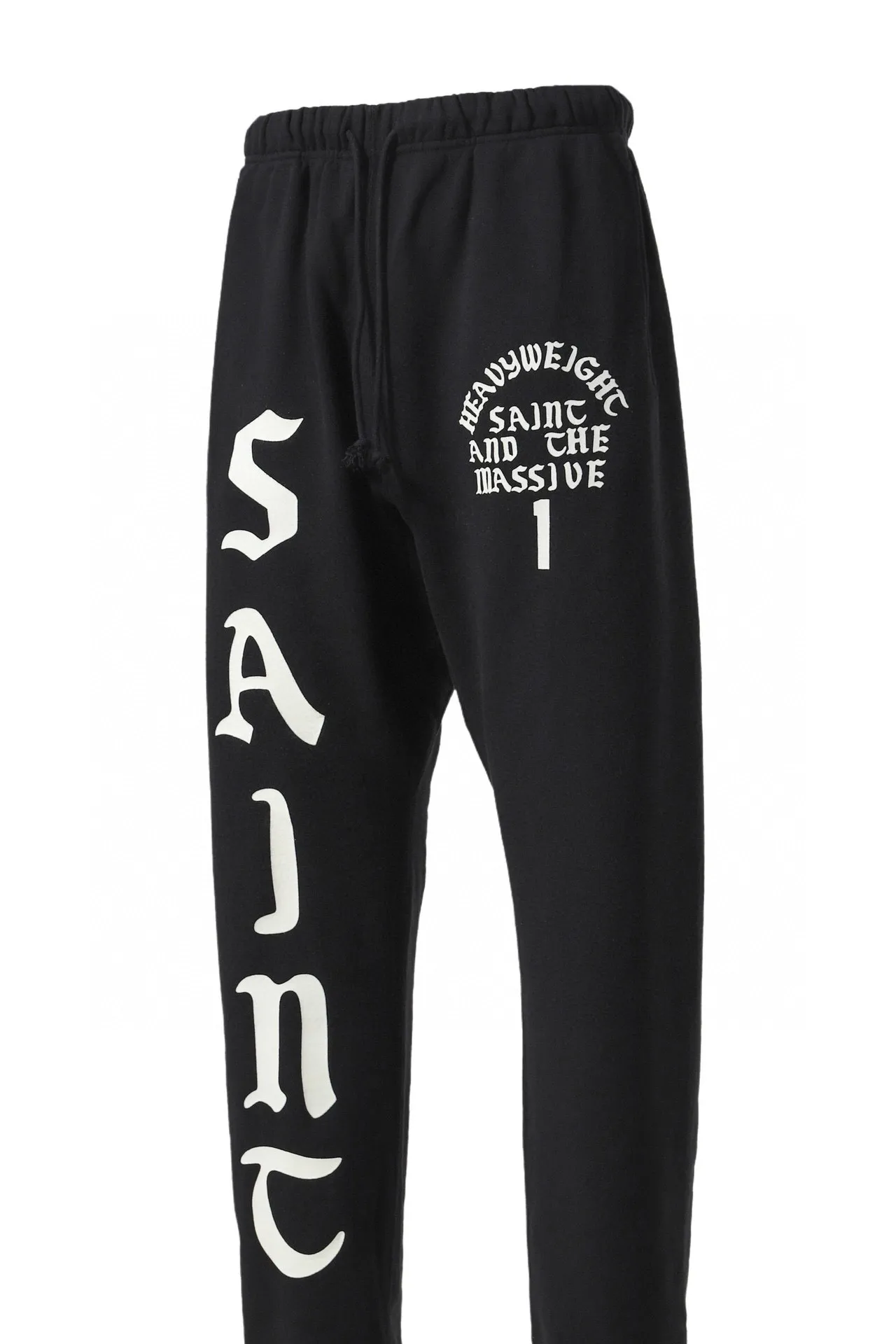 SAINT Mxxxxxx SWT PNT/IT'S SAINT/BLK flocked sweatpants black S-X ⚠️Attention: important points: this is flocking printing, not glue or crack paste. Don't buy what you see in the picture. Electrostatic flocking printing technology. Correct accessories. Fruit main mark/little angel anti-counterfeiting mark.